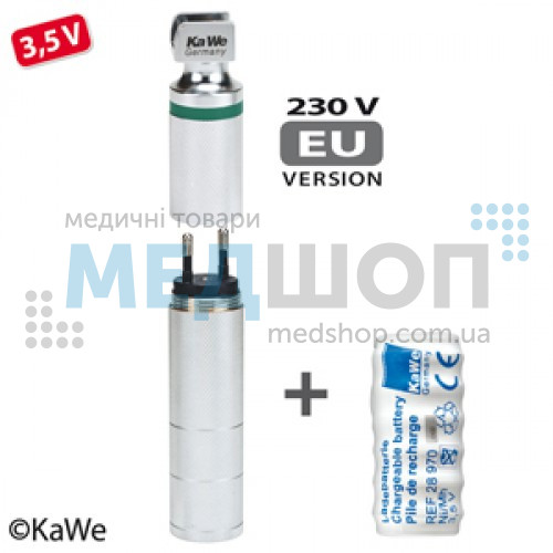 Аккумуляторная рукоятка KaWe F.O.3,5В, средняя, с аккумулятором NiMH, для зарядки от сети 230 В - Ларингоскопы