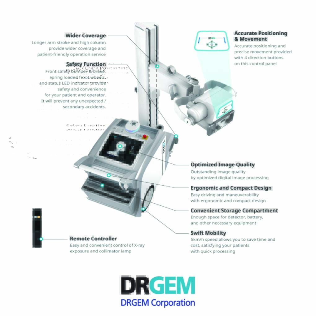 Корейский передвижной цифровой рентген аппарат DRGEM TOPAZ